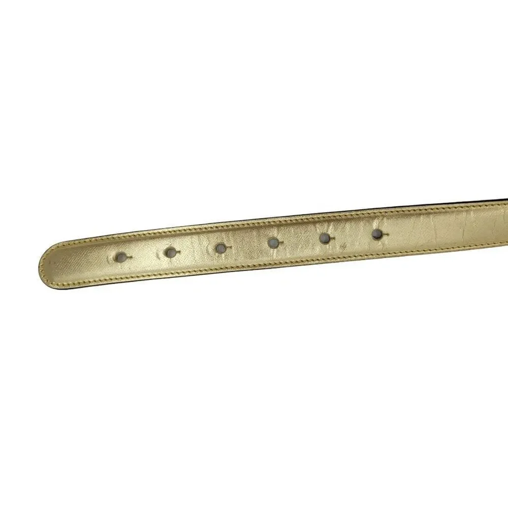 Vintage Paloma Picasso Gold‎ Leather Belt M Peg Closure Metal XXOO Buckle Italy